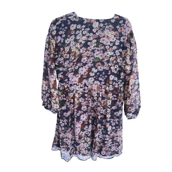 Madewell Long Sleeve Faux Wrap Mini Dress Medium Floral Fall Boho Cottagecore - Picture 11 of 11